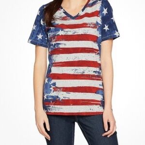 Denim & Co American Flag Top